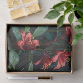 Melanistische Jaguar in Oerwoud Rode Bloemen Tissuepapier (Geschenk)