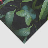 Melanistische Jaguar in Oerwoud Rode Bloemen Tissuepapier (Detail)