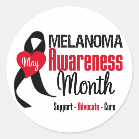 Melanoma Awareness Maand Grunge Lint Ronde Sticker (Voorkant)
