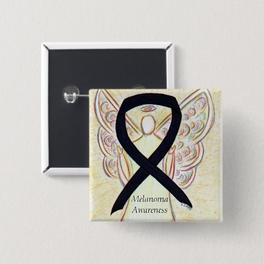 Melanoma Awareness Ribbon Angel Custom Pin Vierkante Button 5,1 Cm (Voorkant /achterkant)