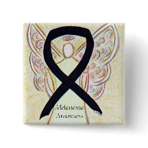 Melanoma Awareness Ribbon Angel Custom Pin