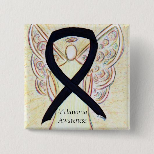 Melanoma Awareness Ribbon Angel Custom Pin Vierkante Button 5,1 Cm (Voorkant)