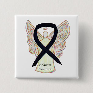 Melanoma Awareness Ribbon Angel Custom Pin Vierkante Button 5,1 Cm