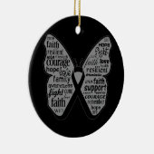 Melanoma Butterfly Collage of Words Keramisch Ornament (Rechts)