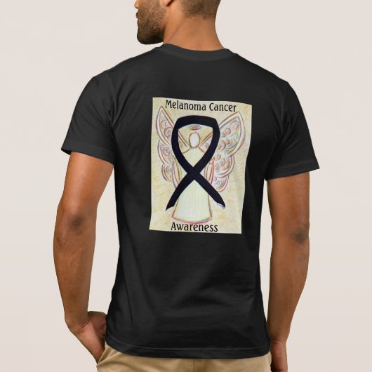Melanoma Cancer Awareness Ribbon Angel Custom T-sh T-shirt (Achterkant)