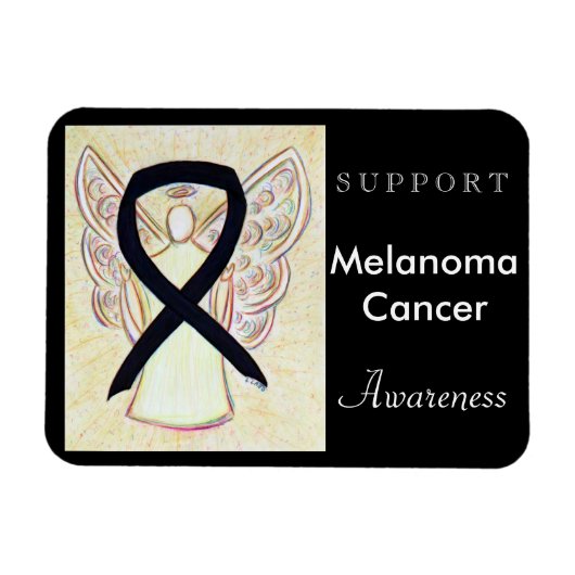 Melanoma Cancer Awareness Ribbon Angel Magnet Magneet (Horizontaal)
