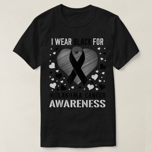 Melanoma Cancer Awareness Support Ribbon T-shirt (Design voorkant)