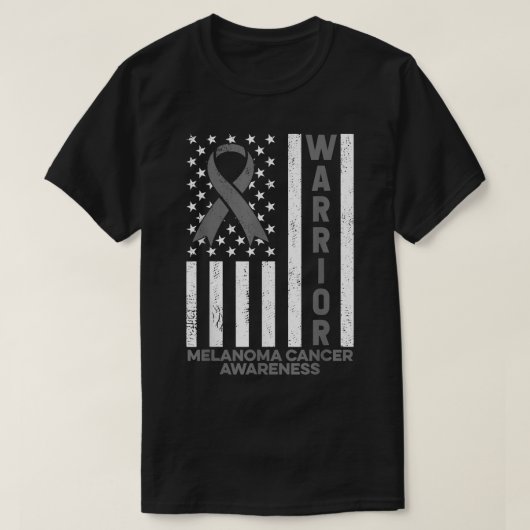 Melanoma Cancer Awareness Warrior American Flag Bl T-shirt (Design voorkant)