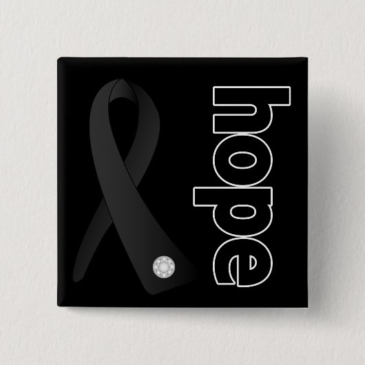 Melanoma Cancer Hope Ribbon Vierkante Button 5,1 Cm (Voorkant)