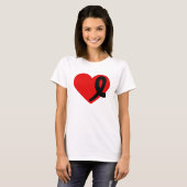Melanoma Cancer t-shirt Heart en Black Ribbon (Voorkant volledig)