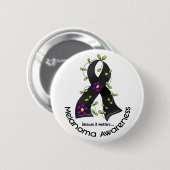 Melanoma FLOWER RIBBON 1 Ronde Button 5,7 Cm (Voorkant /achterkant)