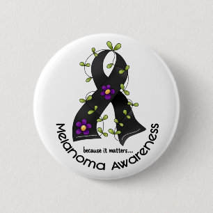 Melanoma FLOWER RIBBON 1 Ronde Button 5,7 Cm