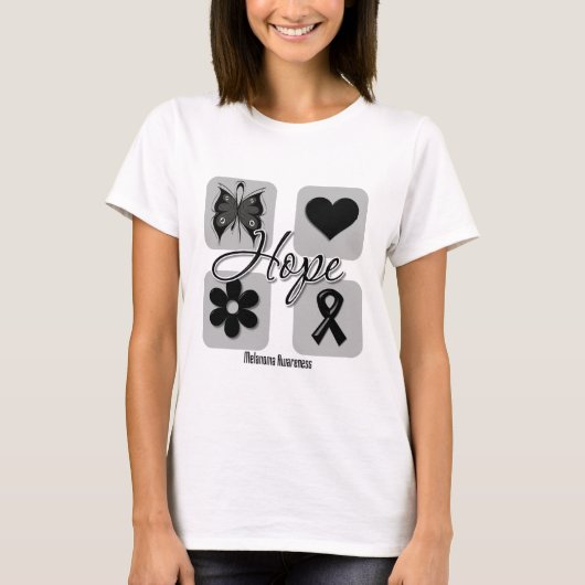 Melanoma Hope Love Inspire Awareness T-shirt (Voorkant)