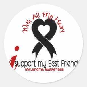 Melanoma ik steun mijn beste vriend ronde sticker