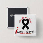 Melanoma ik steun mijn broer vierkante button 5,1 cm (Voorkant /achterkant)