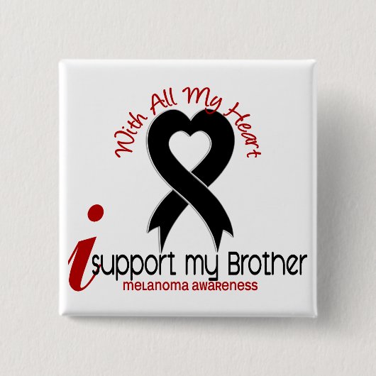 Melanoma ik steun mijn broer vierkante button 5,1 cm (Voorkant)