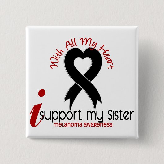 Melanoma ik steun mijn zus vierkante button 5,1 cm (Voorkant)