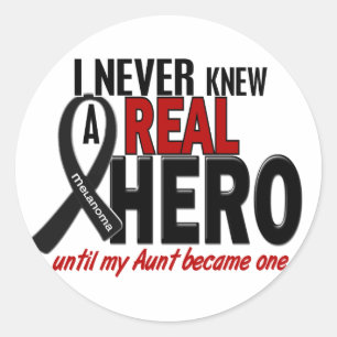 Melanoma KNIEUW EEN HERO 2 tante Ronde Sticker