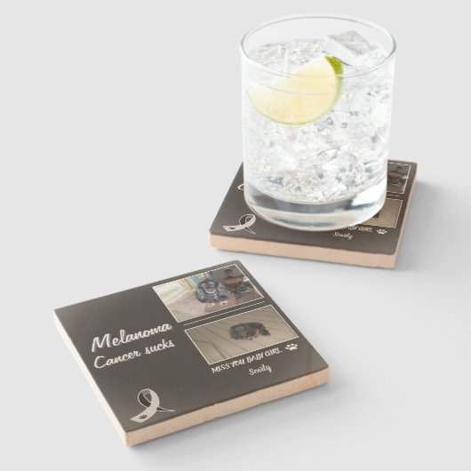 Melanoma Pet Memorial Photo Layout Stenen Onderzetter (Zijkant)