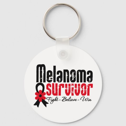 Melanoma Survivor Flower Ribbon Sleutelhanger (Voorkant)