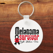 Melanoma Survivor Flower Ribbon Sleutelhanger (Voorkant)