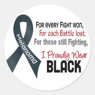 Melanoma voor iedereen... ik Draag puur zwart 1 Ronde Sticker