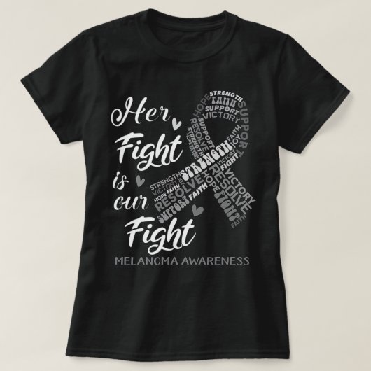 Melanoma's weten dat haar strijd onze strijd is t-shirt (Design voorkant)