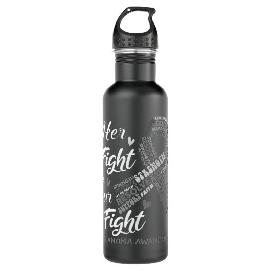 Melanoma's weten dat haar strijd onze strijd is waterfles (Voorkant)