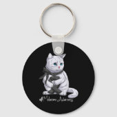 Melanoom Awareness Maand Zwart Lint Kat Sleutelhanger (Voorkant)