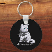 Melanoom Awareness Maand Zwart Lint Kat Sleutelhanger (Voorkant)