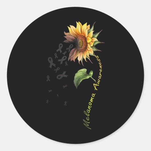 Melanoom Awareness Sunflower Shirt Ronde Sticker (Voorkant)