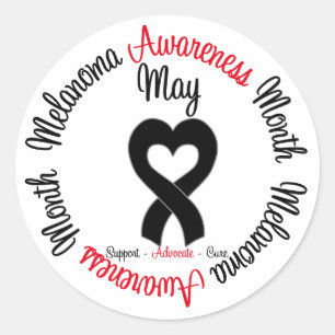 Melanoom Bewustzijn Maand Hart Lint Ronde Sticker
