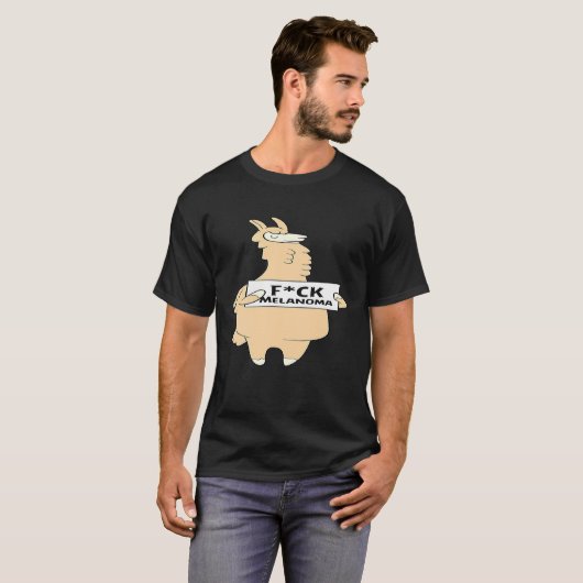 Melanoom Bewustzijn Ontwerp Lama FCK Teken T-shirt (Voorkant volledig)