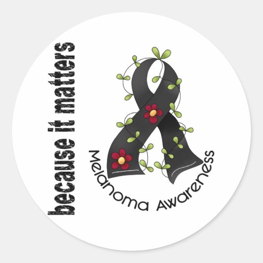 Melanoom Huidkanker Bloemlint 3 Ronde Sticker (Voorkant)