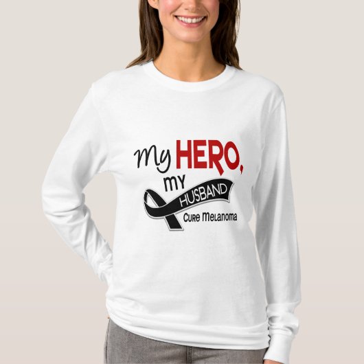 Melanoom huidkanker MIJN HERO MIJN HUSBAND 42 T-shirt (Voorkant)