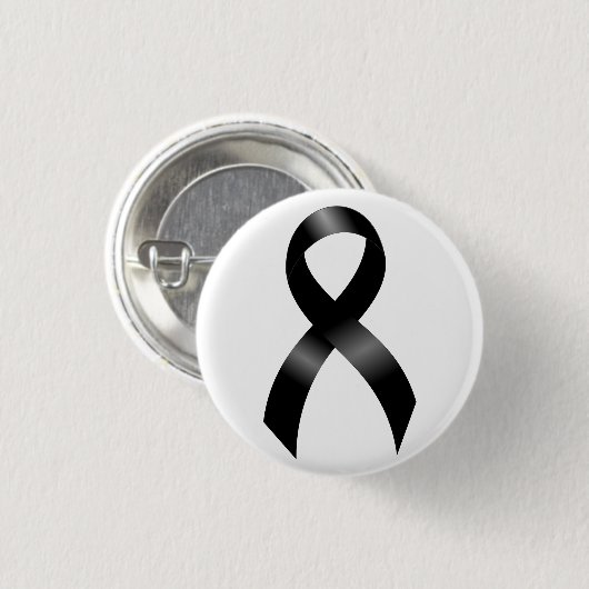 Melanoom | Huidkanker - Zwarte lint Ronde Button 3,2 Cm (Voorkant /achterkant)