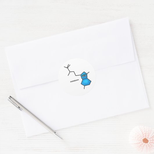 Melatonin Neurotransmitter Ronde Sticker (Envelop)