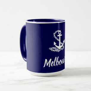 Melbourne Anchor - Maritime Style Blue and White Mok