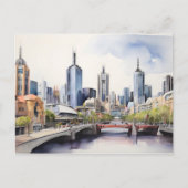 Melbourne aquarel kunst briefkaart (Voorkant)