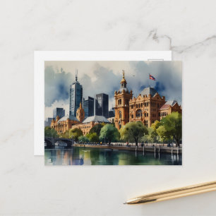 Melbourne aquarel kunst briefkaart