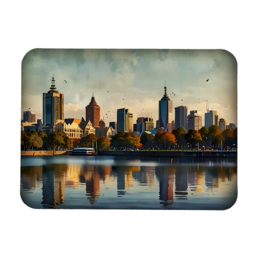 Melbourne aquarel kunst magneet (Horizontaal)