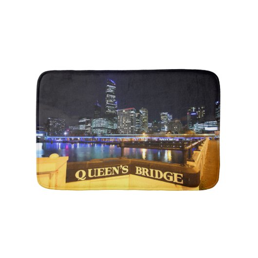 Melbourne Australia CBD Lights over Queen's Bridge Badmat (Voorkant)