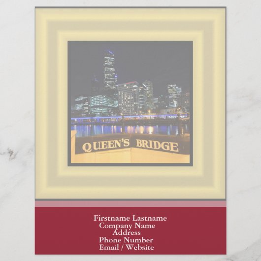 Melbourne Australia CBD Lights over Queen's Bridge Briefhoofd Ontwerp (Voorkant)