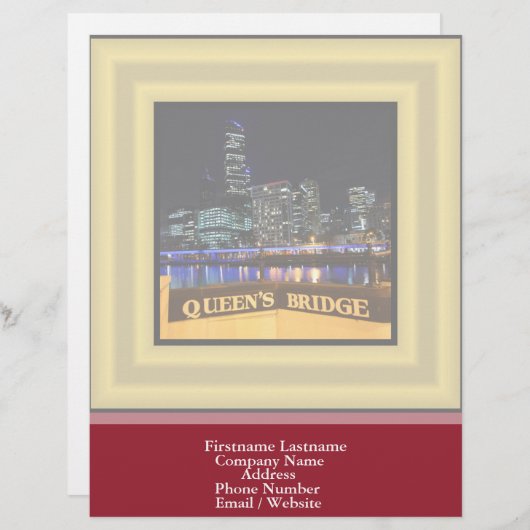 Melbourne Australia CBD Lights over Queen's Bridge Briefhoofd Ontwerp (Voorkant / Achterkant)