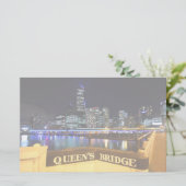 Melbourne Australia CBD Lights over Queen's Bridge Briefpapier (Staand voorkant)