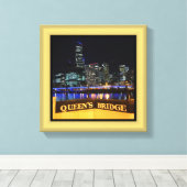 Melbourne Australia CBD Lights over Queen's Bridge Canvas Afdruk (Insitu (Houten vloer))