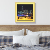 Melbourne Australia CBD Lights over Queen's Bridge Canvas Afdruk (Insitu (Slaapkamer))
