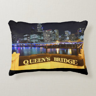Melbourne Australia CBD Lights over Queen's Bridge Decoratief Kussen