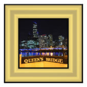Melbourne Australia CBD Lights over Queen's Bridge Foto Afdruk (Voorkant)