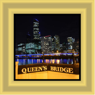 Melbourne Australia CBD Lights over Queen's Bridge Fotobeeldje Magneet